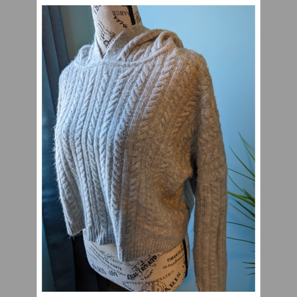 Express Light Grey Hooded Sweater - Picture 11 of 12